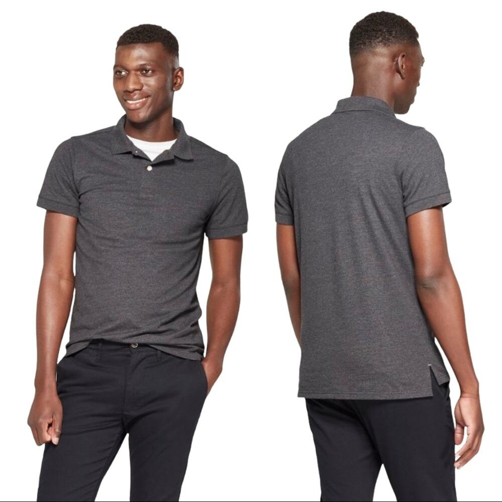 Goodfellow Men's Gray Cotton Slim Fit Polo Shirt Size XL